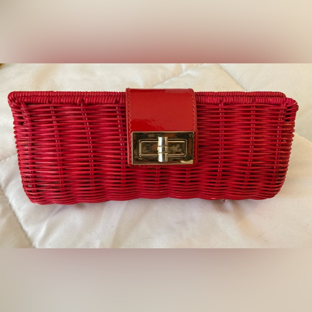 EUC J.Crew Red Wicker Clutch